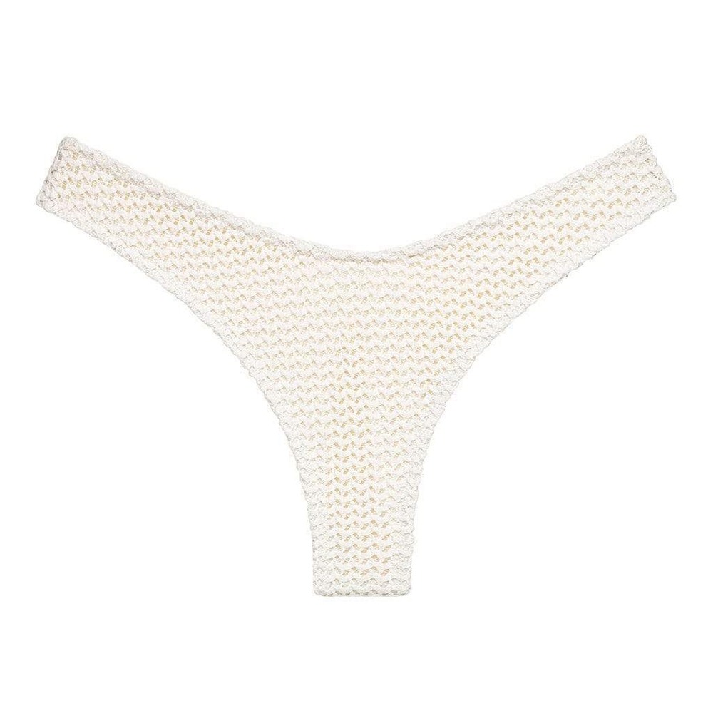 Montce Swim Bone Cream Crochet High Cut Bikini Bottoms V-Front Size L